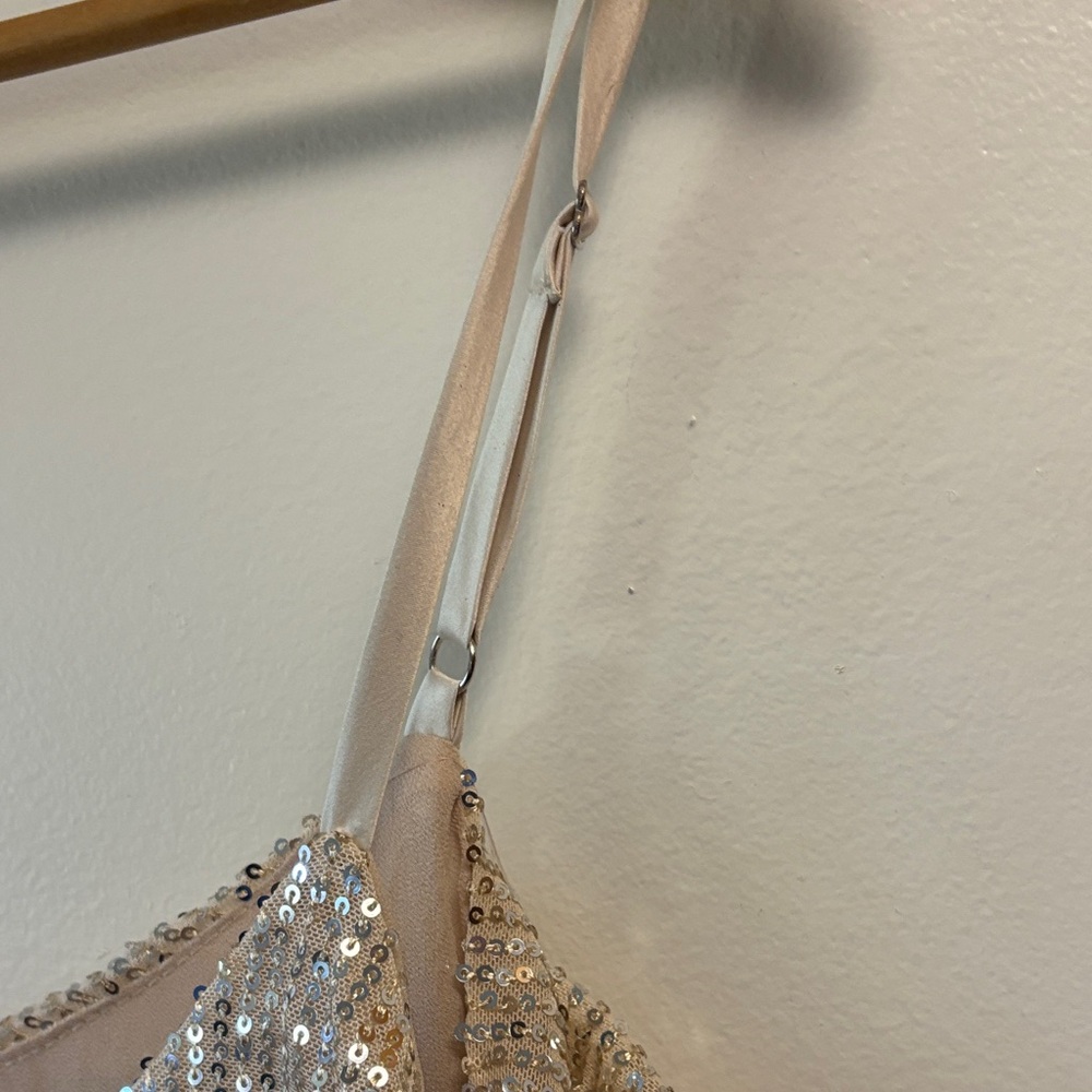 fansi nova Shimmering Champagne Tiered Mini Dress sz L NWT - Picture 5 of 7